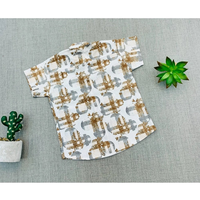 Boy's Cotton Blend Printed Short Sleeve Shirt (MultiColor)