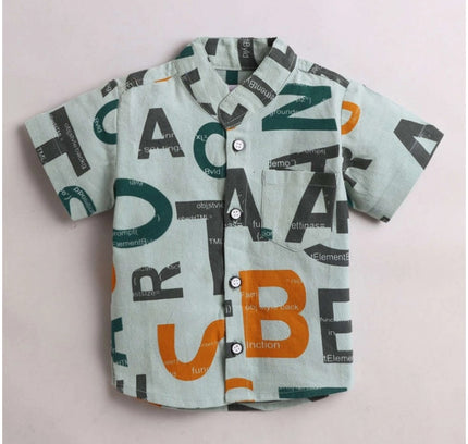 Boy's Cotton Blend Printed Short Sleeve Shirt and Shorts Set (MultiColor)