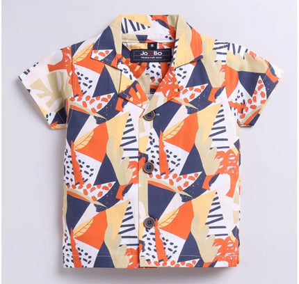 Boy's Lycra Blend Printed Short Sleeve Shirt and Shorts Set (MultiColor)