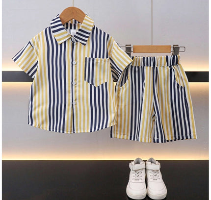 Boy's Lycra Blend Printed Short Sleeve Shirt and Shorts Set (MultiColor)