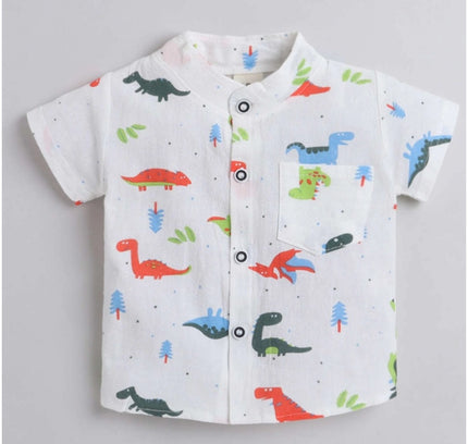 Boy's Cotton Blend Printed Short Sleeve Shirt and Shorts Set (MultiColor)