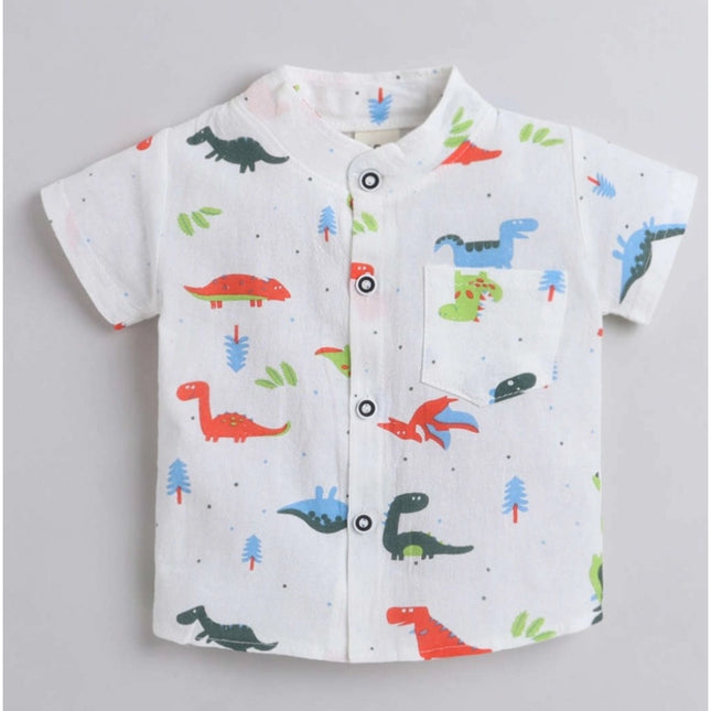 Boy's Cotton Blend Printed Short Sleeve Shirt and Shorts Set (MultiColor)