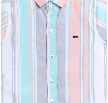 Boy's Cotton Blend Printed Short Sleeve Shirt (MultiColor)