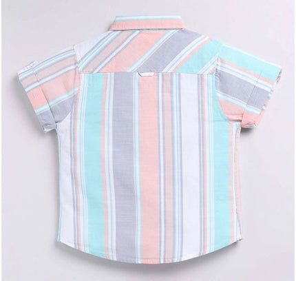 Boy's Cotton Blend Printed Short Sleeve Shirt (MultiColor)