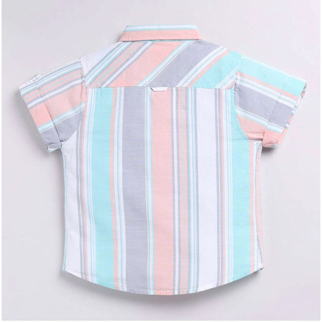 Boy's Cotton Blend Printed Short Sleeve Shirt (MultiColor)