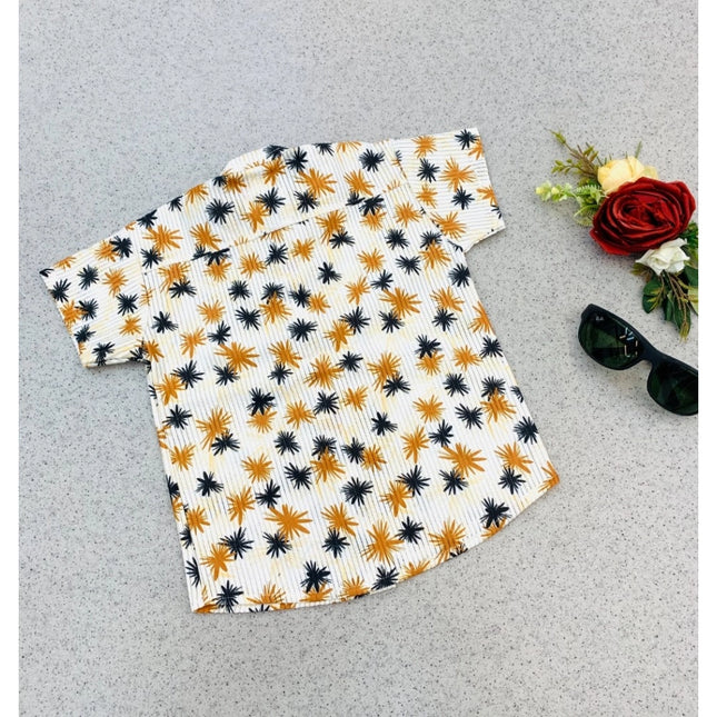 Boy's Cotton Blend Printed Short Sleeve Shirt (MultiColor)