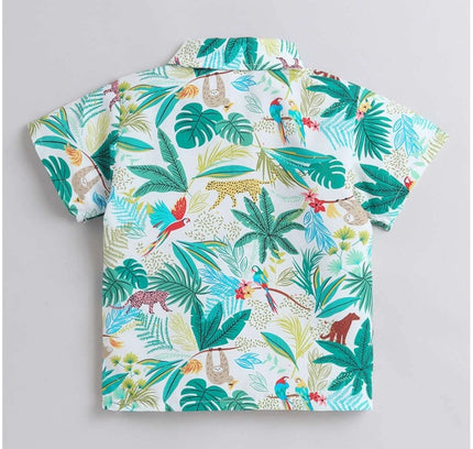 Boy's Lycra Blend Printed Short Sleeve Shirt and Shorts Set (MultiColor)