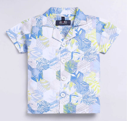 Boy's Cotton Blend Printed Short Sleeve Shirt and Shorts Set (MultiColor)