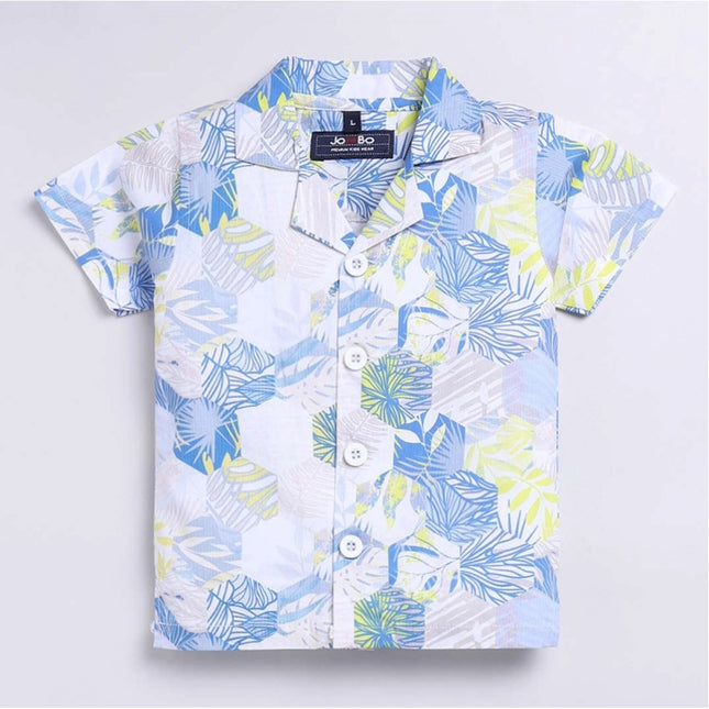 Boy's Cotton Blend Printed Short Sleeve Shirt and Shorts Set (MultiColor)