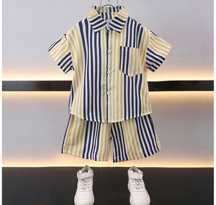 Boy's Lycra Blend Printed Short Sleeve Shirt and Shorts Set (MultiColor)