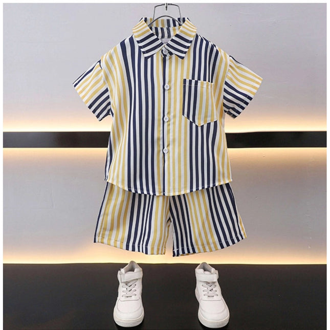 Boy's Lycra Blend Printed Short Sleeve Shirt and Shorts Set (MultiColor)