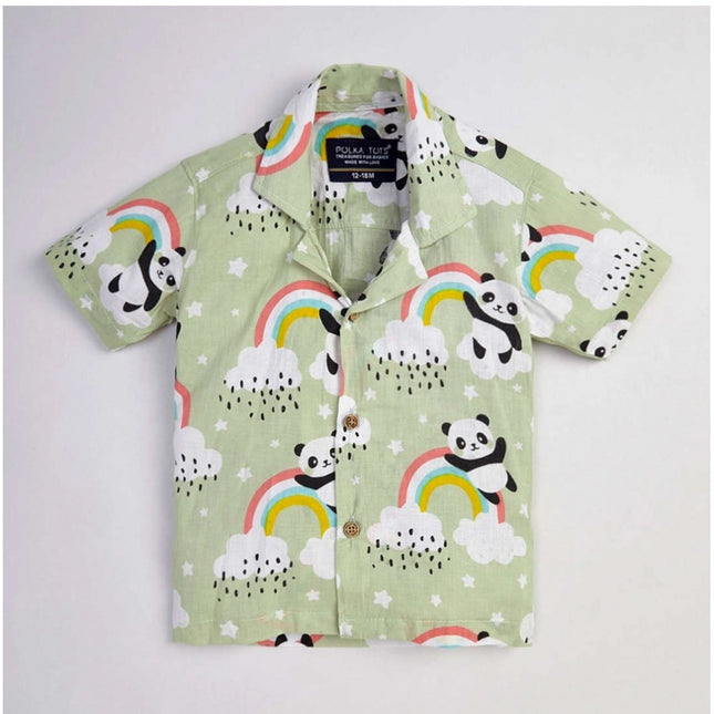 Boy's Lycra Blend Printed Short Sleeve Shirt and Shorts Set (MultiColor)