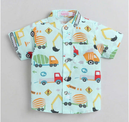 Boy's Cotton Blend Printed Short Sleeve Shirt and Shorts Set (MultiColor)