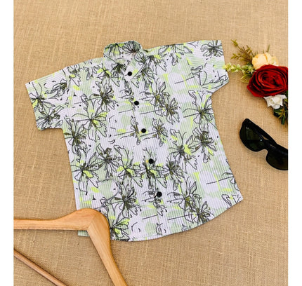 Boy's Cotton Blend Printed Short Sleeve Shirt (MultiColor)