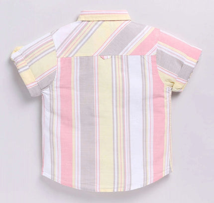 Boy's Cotton Blend Printed Short Sleeve Shirt (MultiColor)