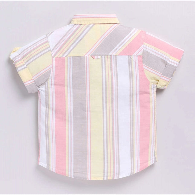 Boy's Cotton Blend Printed Short Sleeve Shirt (MultiColor)