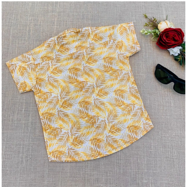 Boy's Cotton Blend Printed Short Sleeve Shirt (MultiColor)