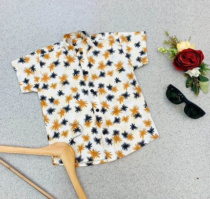 Boy's Cotton Blend Printed Short Sleeve Shirt (MultiColor)