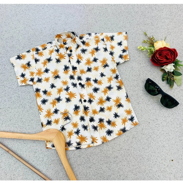 Boy's Cotton Blend Printed Short Sleeve Shirt (MultiColor)