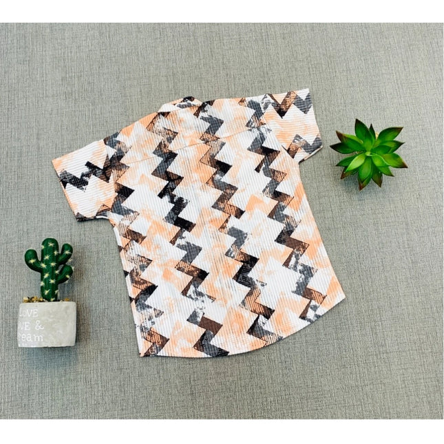 Boy's Cotton Blend Printed Short Sleeve Shirt (MultiColor)