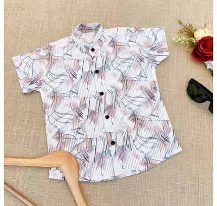 Boy's Cotton Blend Printed Short Sleeve Shirt (MultiColor)