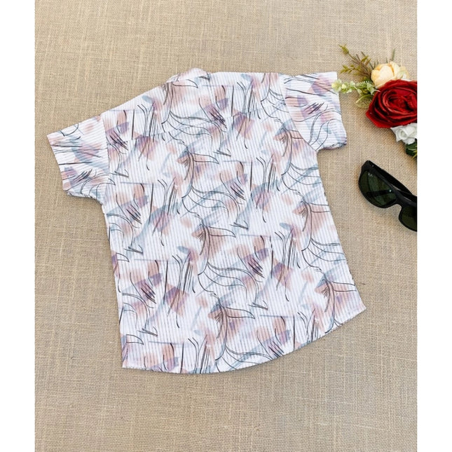 Boy's Cotton Blend Printed Short Sleeve Shirt (MultiColor)