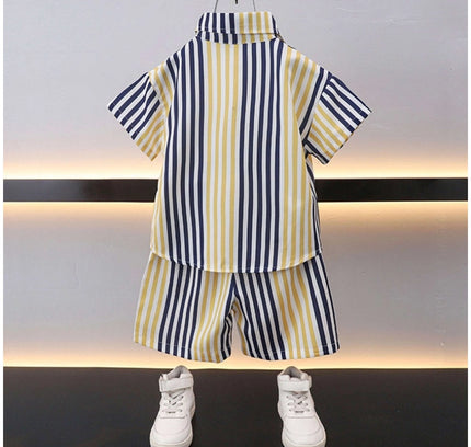 Boy's Lycra Blend Printed Short Sleeve Shirt and Shorts Set (MultiColor)