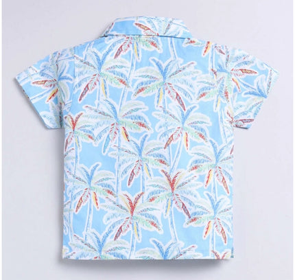 Boy's Lycra Blend Printed Short Sleeve Shirt and Shorts Set (MultiColor)