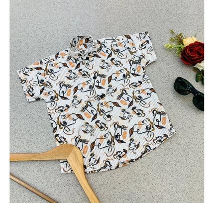 Boy's Cotton Blend Printed Short Sleeve Shirt (MultiColor)