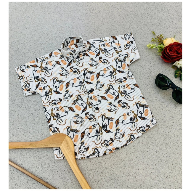 Boy's Cotton Blend Printed Short Sleeve Shirt (MultiColor)