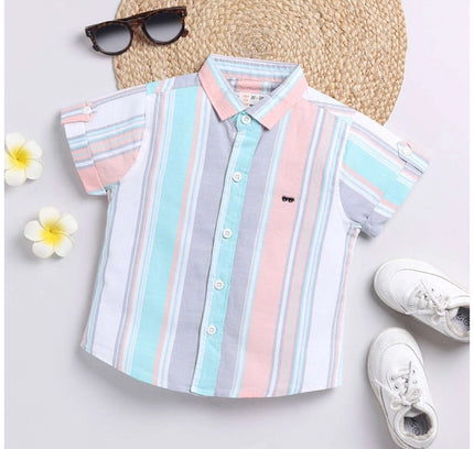 Boy's Cotton Blend Printed Short Sleeve Shirt (MultiColor)