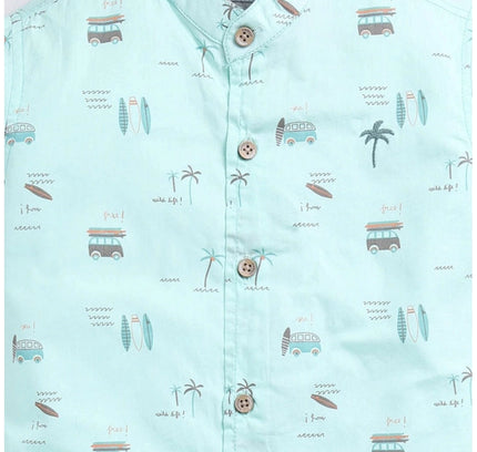 Boy's Cotton Blend Printed Short Sleeve Shirt (MultiColor)