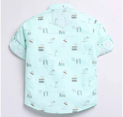 Boy's Cotton Blend Printed Short Sleeve Shirt (MultiColor)