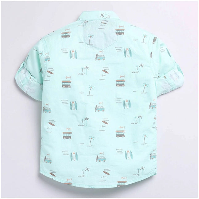 Boy's Cotton Blend Printed Short Sleeve Shirt (MultiColor)