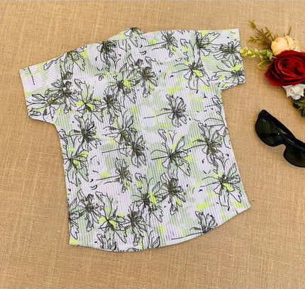 Boy's Cotton Blend Printed Short Sleeve Shirt (MultiColor)