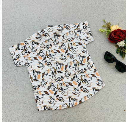 Boy's Cotton Blend Printed Short Sleeve Shirt and Shorts Set (MultiColor)