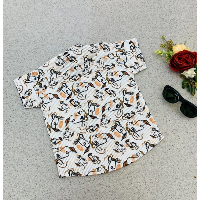 Boy's Cotton Blend Printed Short Sleeve Shirt and Shorts Set (MultiColor)