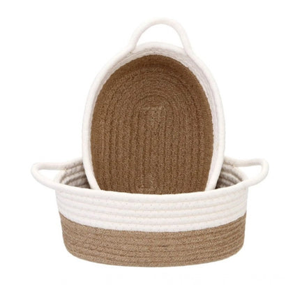 Cotton Basket 2 Pcs Storage Basket For Clothes (Beige)