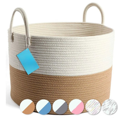 Cotton Laundry Basket Pack of 1 Storage Basket For Clothes (Beige)