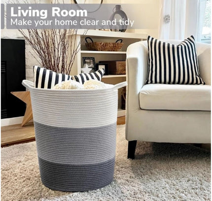 Cotton Laundry Basket Pack of 1 Storage Basket For Clothes (Multicolor)