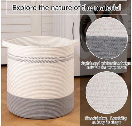 Cotton Basket Pack of 1 Storage Basket For Clothes (Grey)