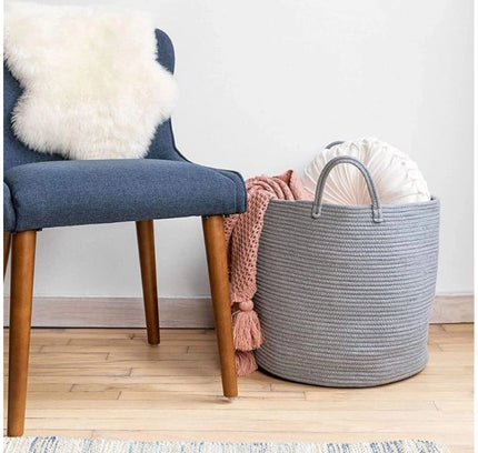 Cotton Basket Pack of 1 Storage Basket For Clothes (Grey)