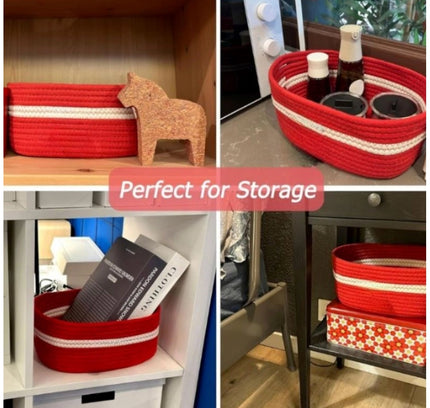 Cotton Basket Inch Pack of 1 Storage Basket For Clothes (Red)