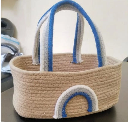 Cotton Rainbow Basket Pack of 1 Storage Basket For Clothes (Multicolor)