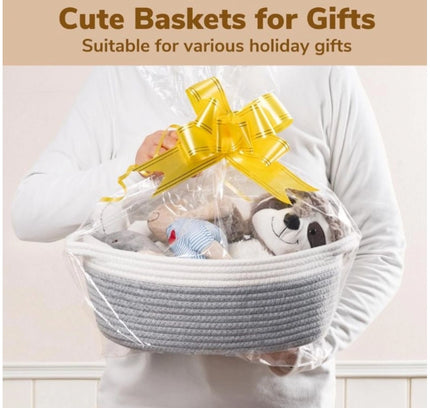 Cotton Baby Gift Basket Pack of 1 Storage Basket For Clothes (Grey)