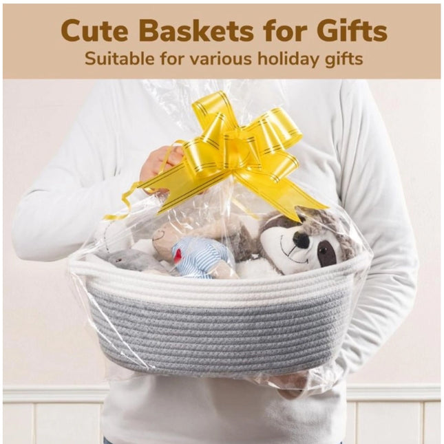 Cotton Baby Gift Basket Pack of 1 Storage Basket For Clothes (Grey)