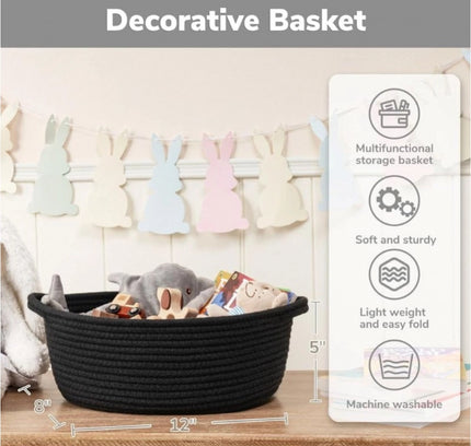 Cotton Baby Gift Basket Pack of 1 Storage Basket For Clothes (Black)