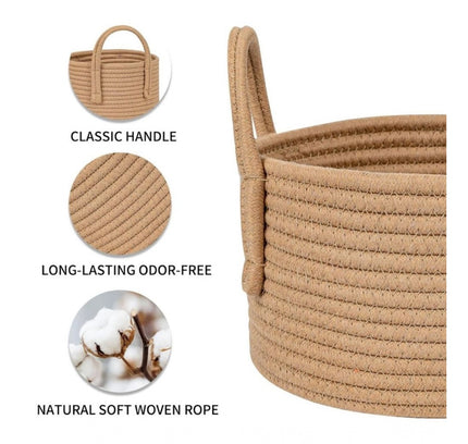 Cotton Basket Inch Pack of 1 Storage Basket For Clothes (Beige)