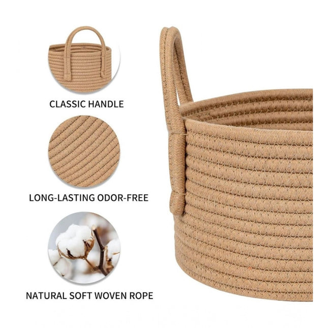 Cotton Basket Inch Pack of 1 Storage Basket For Clothes (Beige)