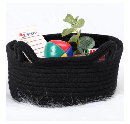 Cotton Cat Basket Inch Pack of 1 Storage Basket For Clothes (Black)